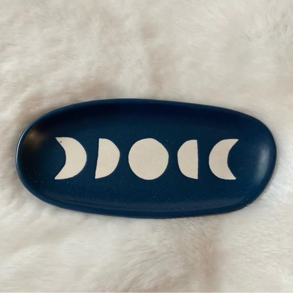 Gardenland Ink Imprint Moon Phase Trinket Tray New Ceramic